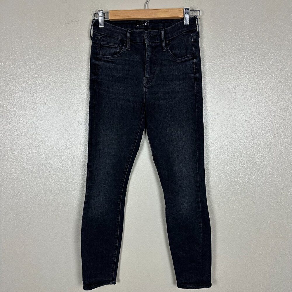 Mother Looker Jeans Mid Rise Skinny Black Denim Night Hawk Women's Size 23 - Picture 3 of 6